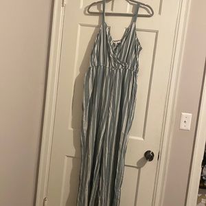 Blue green romper jumper with pockets